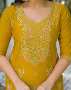 Skylee Silk Foil Print Straight 3 Piece Kurta Set For Woman