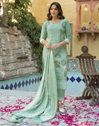 Skylee Silk Foil Print Straight 3 Piece Kurta Set For Woman