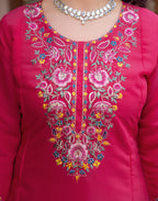 Skylee Silk Embroidered A-Line 3 Piece Kurta Set For Woman