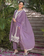 Skylee Silk Embroidered Straight 3 Piece Kurta Set For Woman