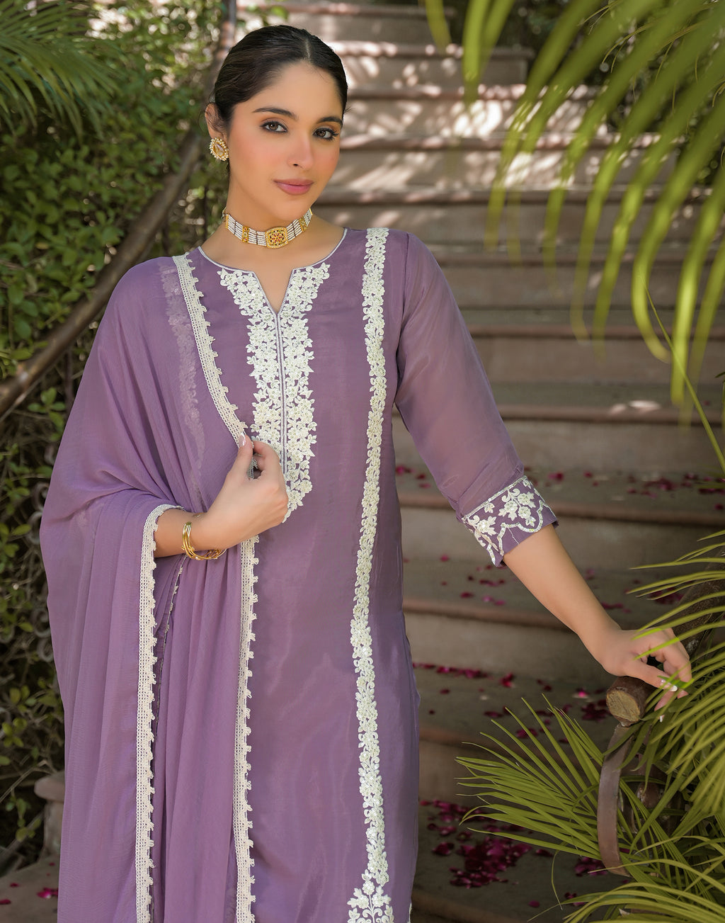Skylee Silk Embroidered Straight 3 Piece Kurta Set For Woman