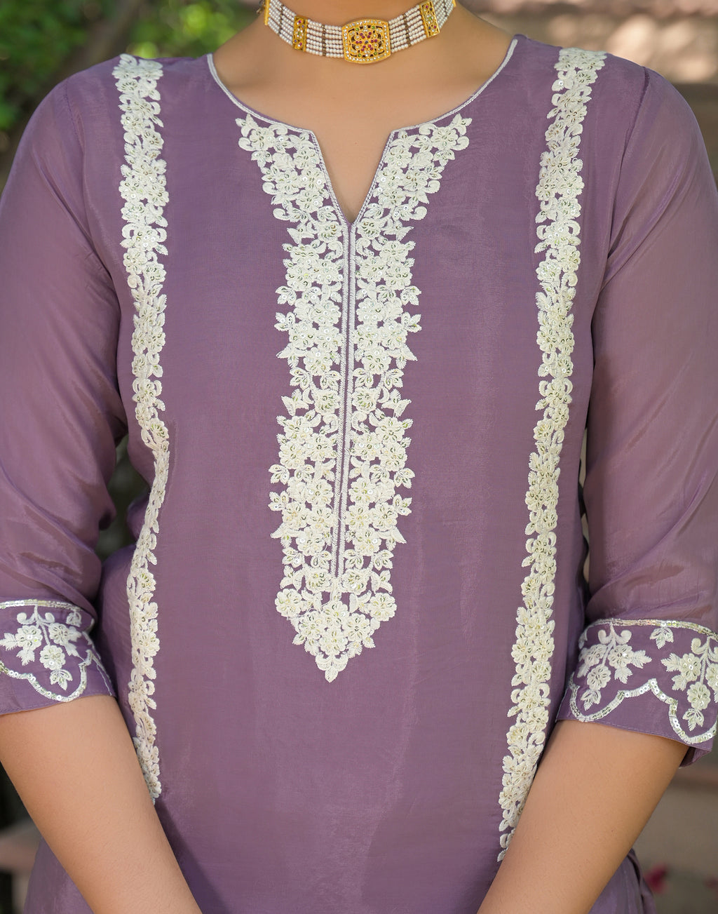 Skylee Silk Embroidered Straight 3 Piece Kurta Set For Woman