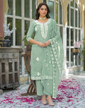 Skylee Silk Embroidered Straight 3 Piece Kurta Set For Woman