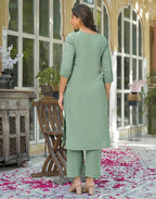 Skylee Silk Embroidered Straight 3 Piece Kurta Set For Woman