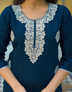 Skylee Silk Embroidered Straight 3 Piece Kurta Set For Woman