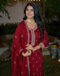 Silk Blend Embroidered Straight 3 Piece Kurta Set