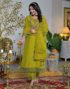 Silk Embroidered Straight 3 Piece Kurta Set
