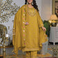 Silk Straight Embroidery Round Neck Kurta with Pant & Dupatta
