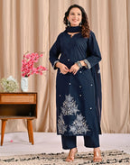 Cotton Embroidered Straight 3 Piece Kurta Set