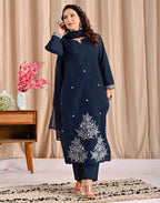 Cotton Embroidered Straight 3 Piece Kurta Set