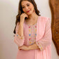 Pink Georgette Embroidered Kurta Set with Pant & Dupatta