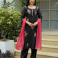 Silk Blend Embroidered Straight Round Neck Kurta with Pant & Dupatta