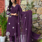 Cotton Straight Embroidery V-Neck Kurta with Pant & Dupatta