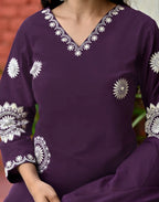 Pure Cotton Embroidered Straight 3 Piece Kurta Set