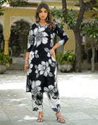 Rayon Printed Straight 3 Piece Kurta Set