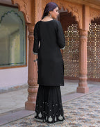 Skylee Chiffon Embroidered Straight 3 Piece Kurta Set For Woman