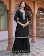 Skylee Chiffon Embroidered Straight 3 Piece Kurta Set For Woman