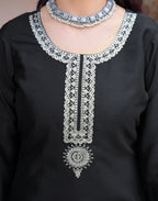 Skylee Chiffon Embroidered Straight 3 Piece Kurta Set For Woman
