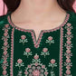 Dark Green Velvet Straight Kurta Set with Pants & Dupatta under 1000