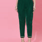Dark Green Velvet Straight Kurta Set with Pants & Dupatta under 1000