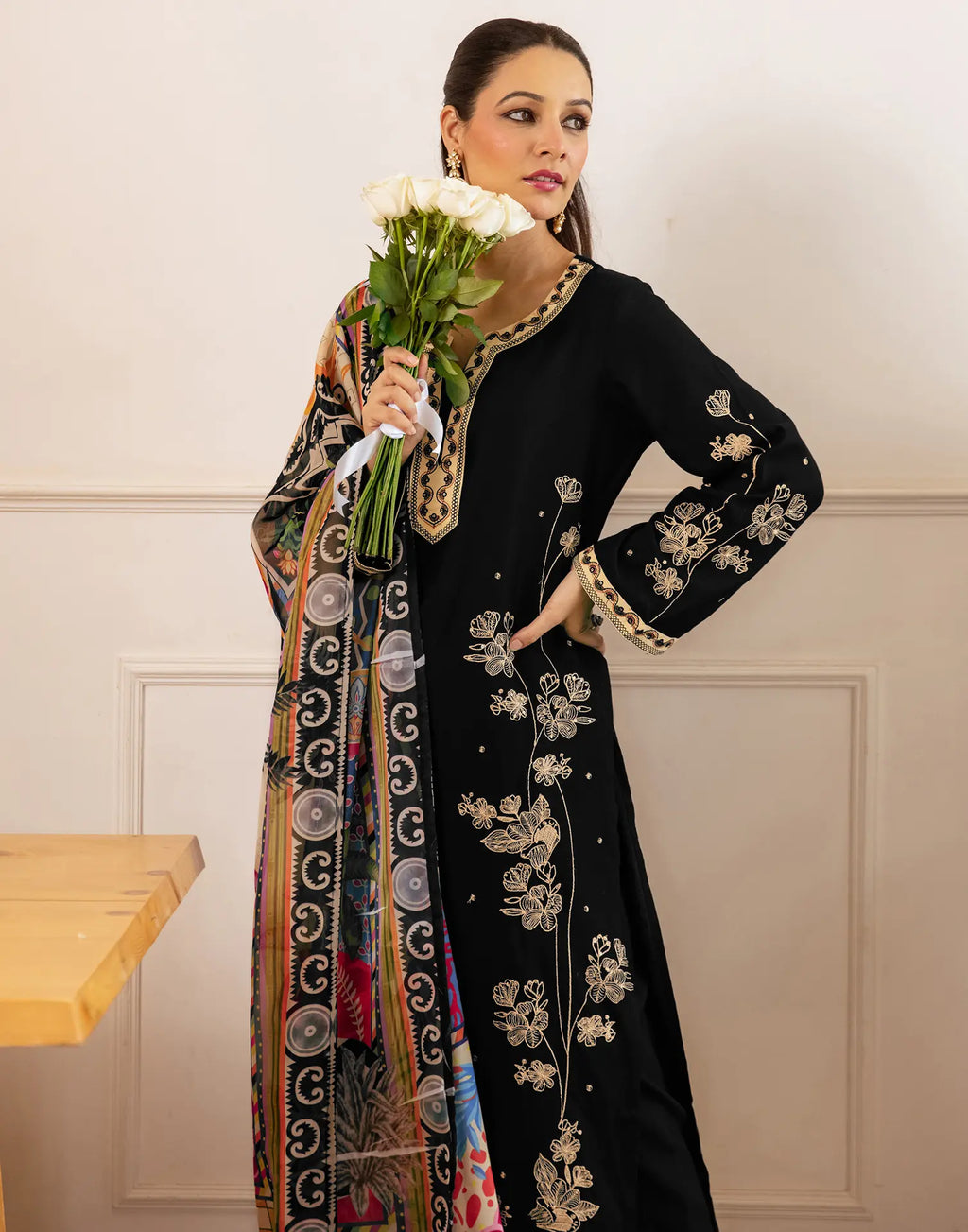 Viscose Rayon Embroidered Straight 3 Piece Kurta Set