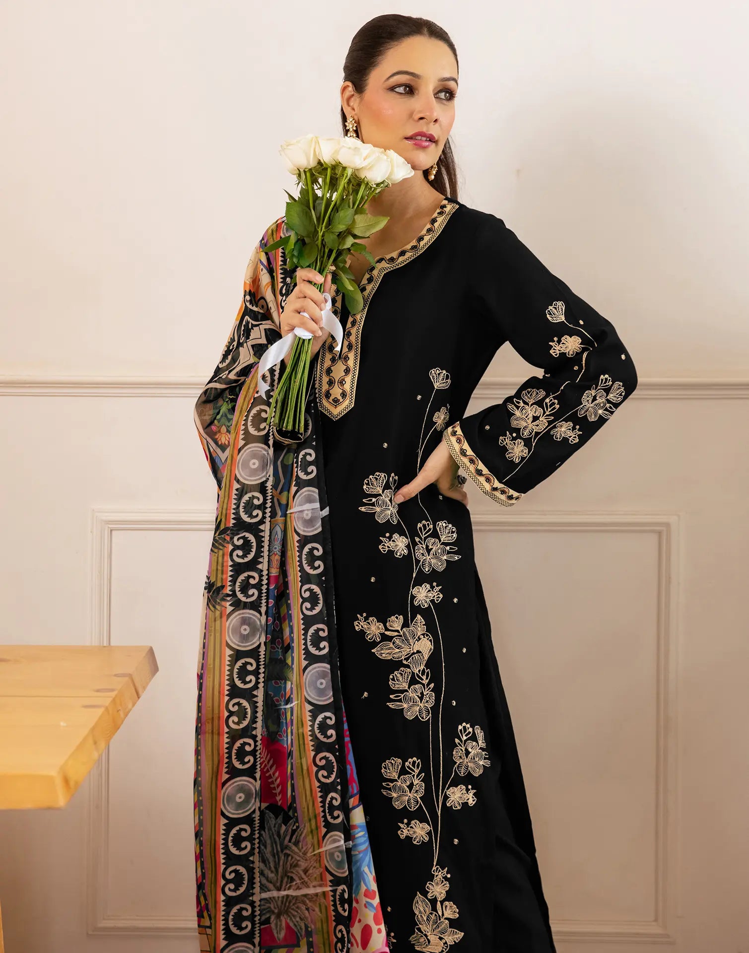 Viscose Rayon Embroidered Straight 3 Piece Kurta Set