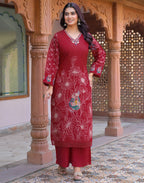 Skylee Silk Embroidered Straight 3 Piece Kurta Set For Woman