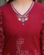 Skylee Silk Embroidered Straight 3 Piece Kurta Set For Woman
