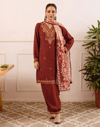 Rayon Embroidered Straight 3 Piece Kurta Set