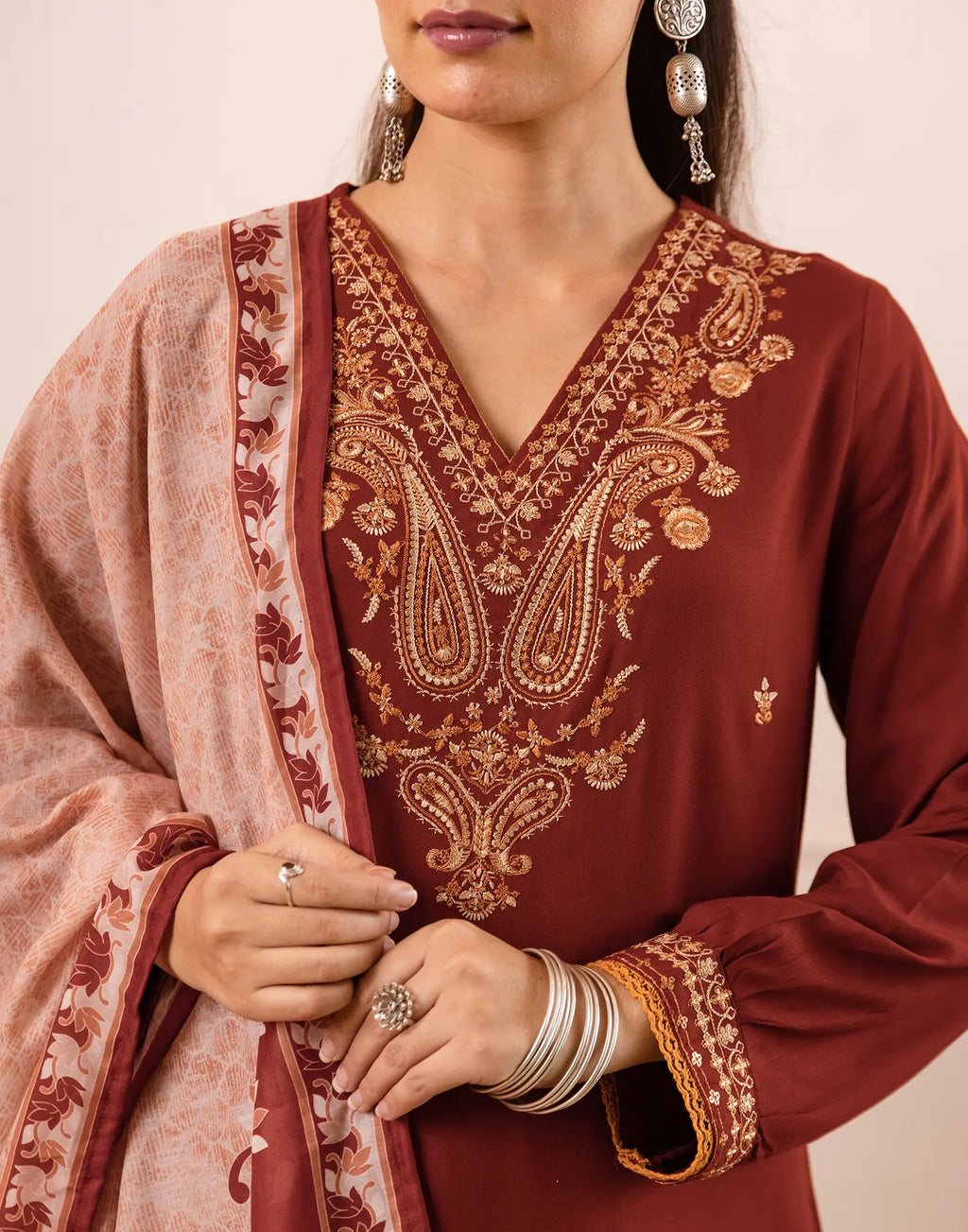 Rayon Embroidered Straight 3 Piece Kurta Set
