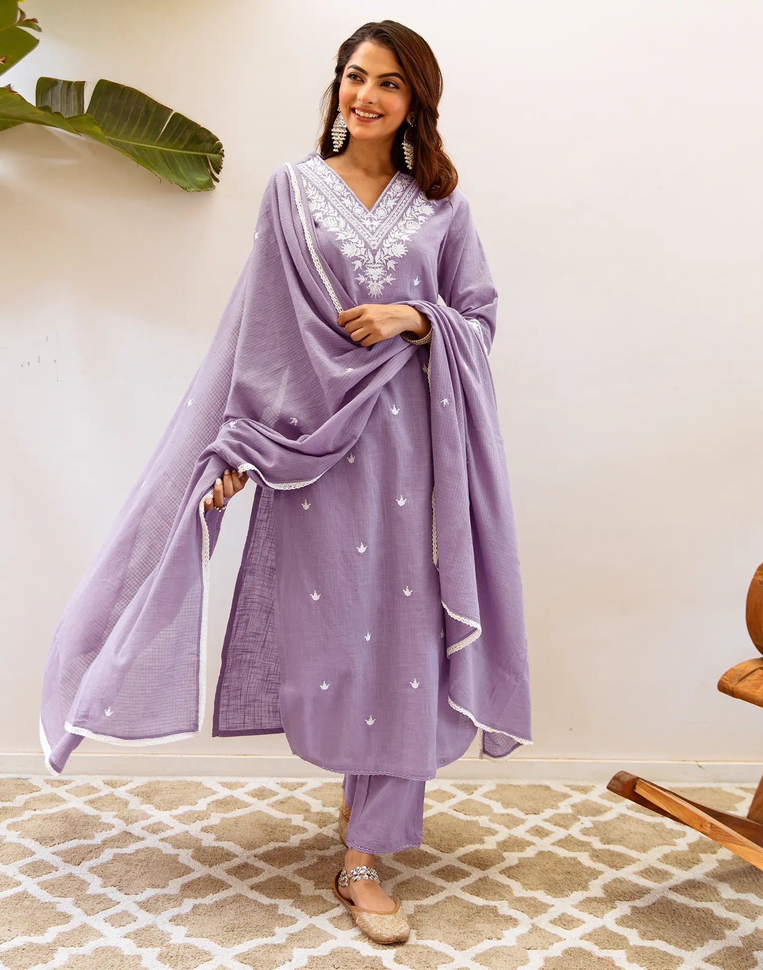 Viscose Rayon Embroidered Straight 3 Piece Kurta Set