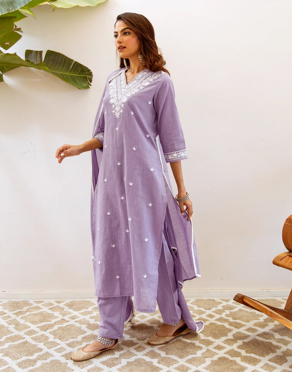 Viscose Rayon Embroidered Straight 3 Piece Kurta Set