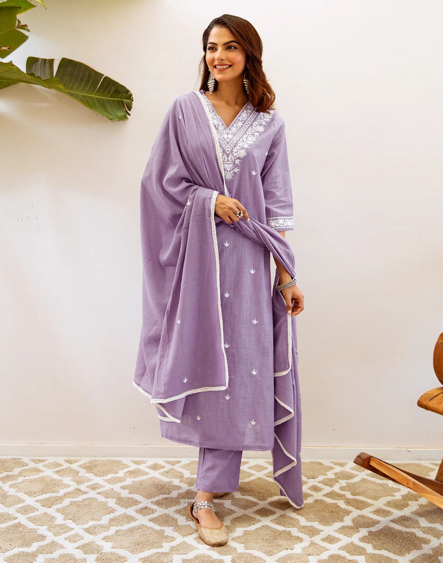 Viscose Rayon Embroidered Straight 3 Piece Kurta Set