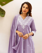 Viscose Rayon Embroidered Straight 3 Piece Kurta Set