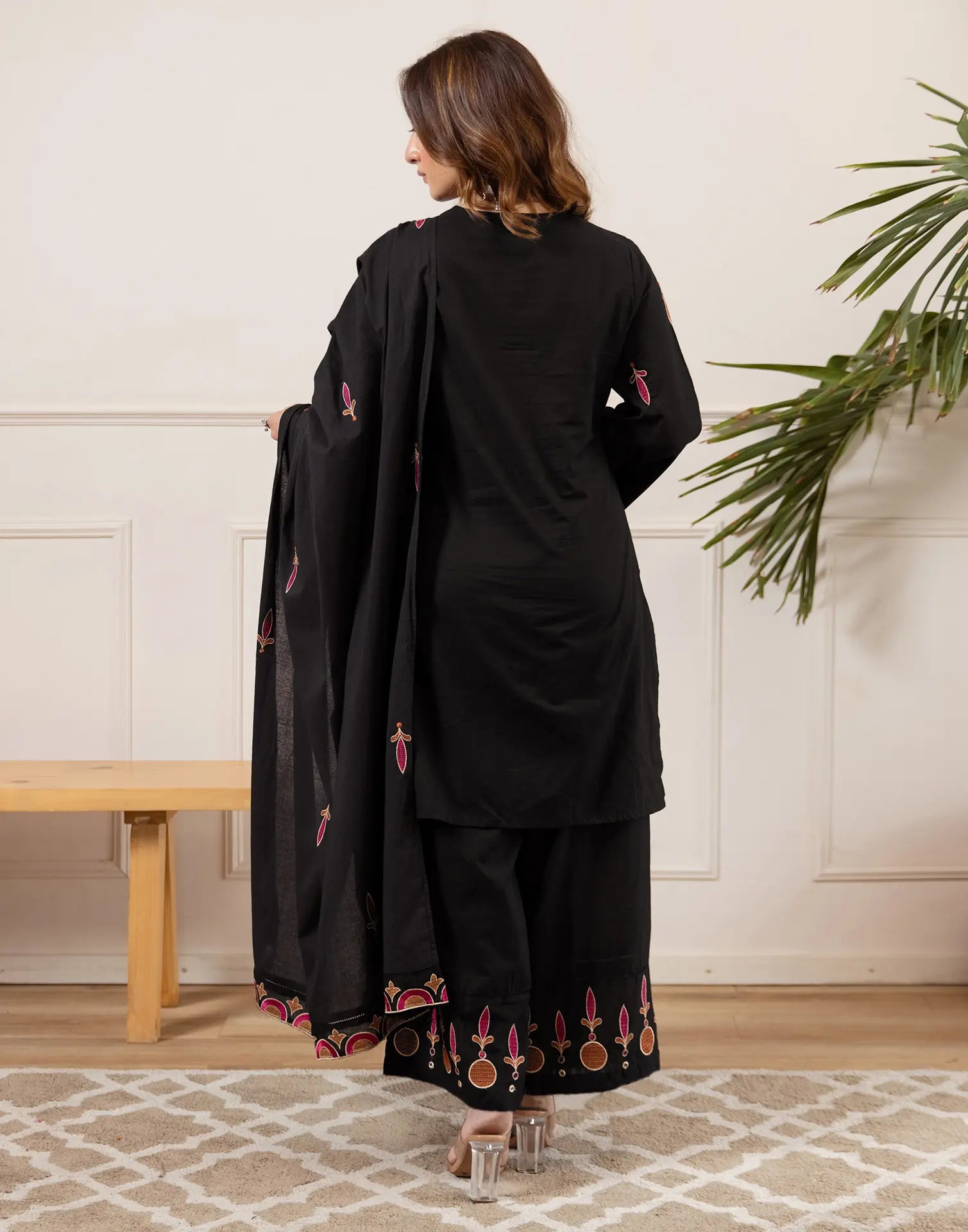 Pure Cotton Embroidered Straight 3 Piece Kurta Set