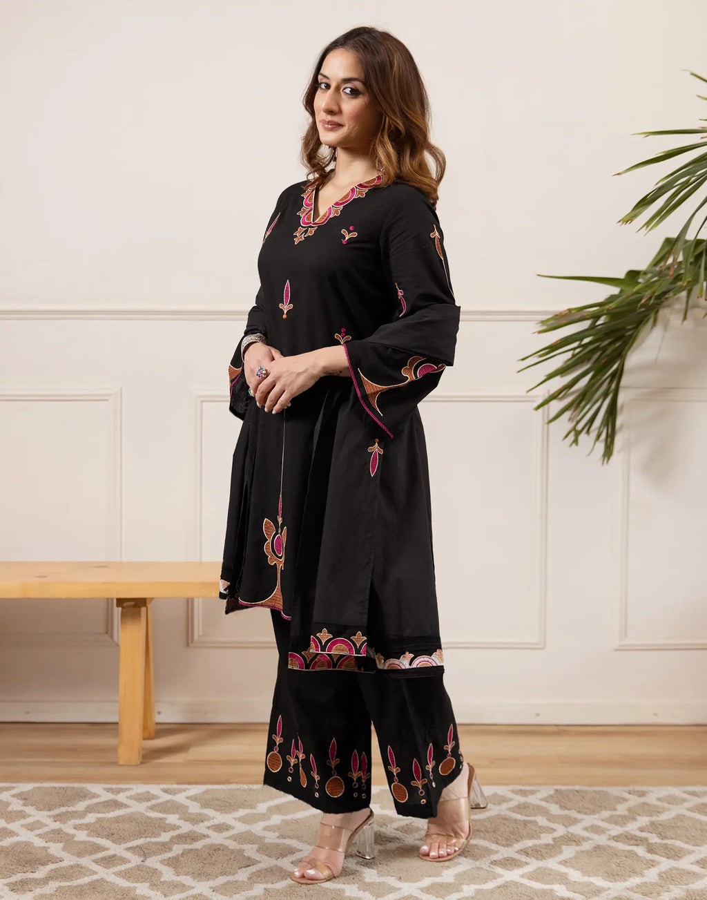 Pure Cotton Embroidered Straight 3 Piece Kurta Set