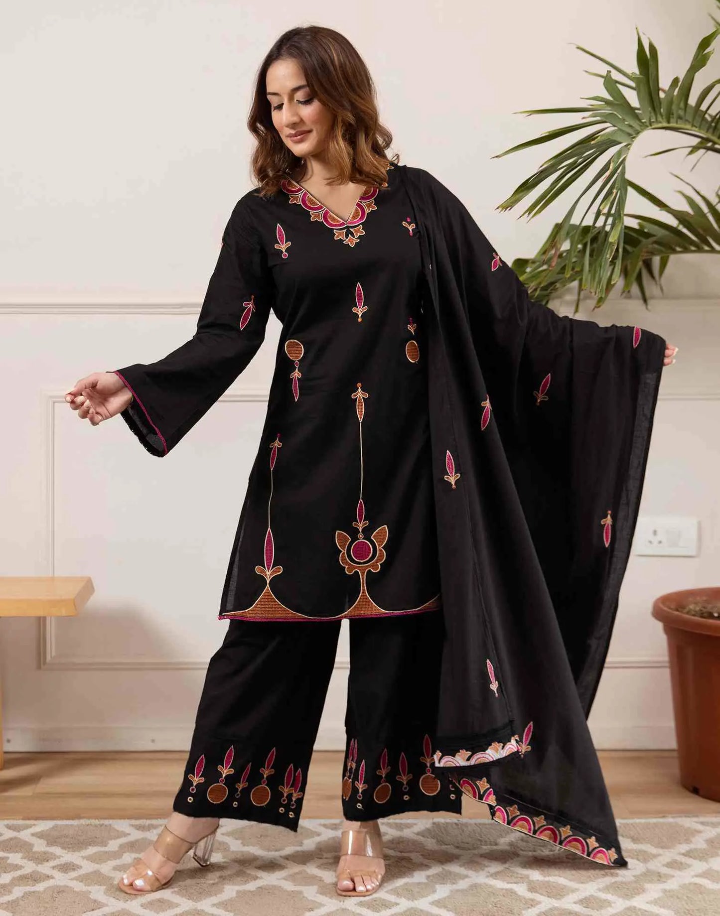 affordable v neck kurta set 