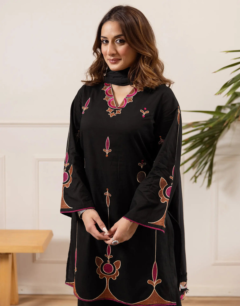 Pure Cotton Embroidered Straight 3 Piece Kurta Set