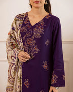 Silk Blend Embroidered Straight 3 Piece Kurta Set