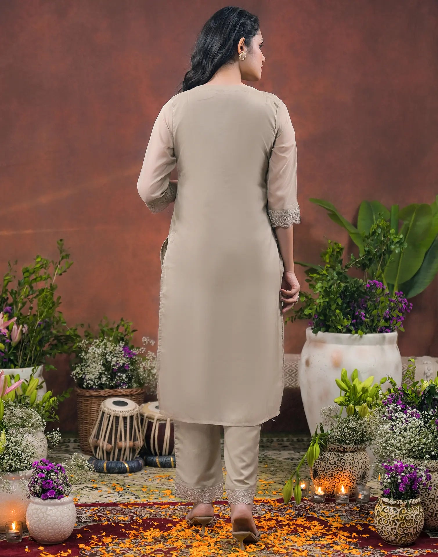Organza Embroidered Straight 3 Piece Kurta Set