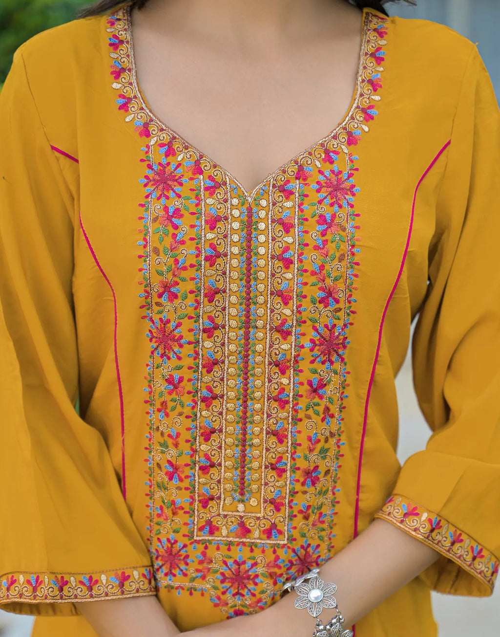 Silk Embroidered Straight 3 Piece Kurta Set