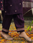 Silk Blend Embroidered Straight 3 Piece Kurta Set