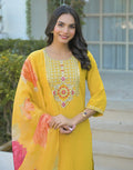Poly Chinnon Embroidered Straight 3 Piece Kurta Set