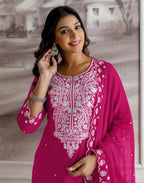 Viscose Rayon Embroidered Straight 3 Piece Kurta Set