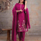 Cotton Embroidered Straight Round Neck Kurta with Pant & Dupatta