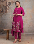 Cotton Embroidered Straight 3 Piece Kurta Set