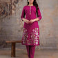 Cotton Embroidered Straight Round Neck Kurta with Pant & Dupatta