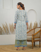 Skylee Cotton Printed Straight 3 Piece Kurta Set For Woman