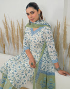 Skylee Cotton Printed Straight 3 Piece Kurta Set For Woman