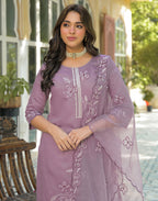 Skylee Silk Embroidered Straight 3 Piece Kurta Set For Woman